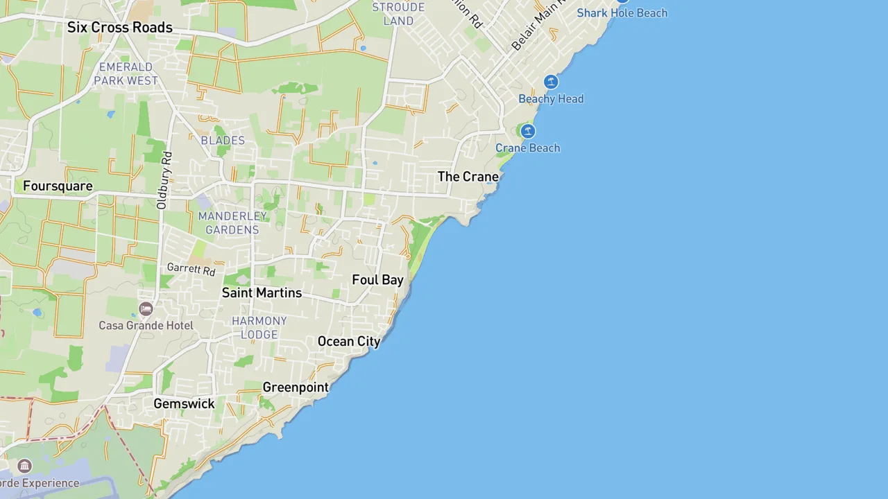 Map showing Long Beach (Barbados)