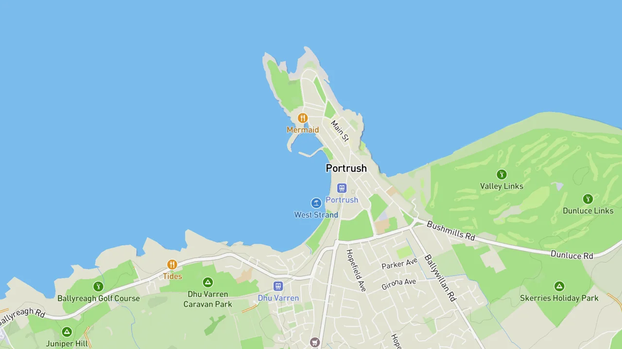 Map showing Portrush - West Strand