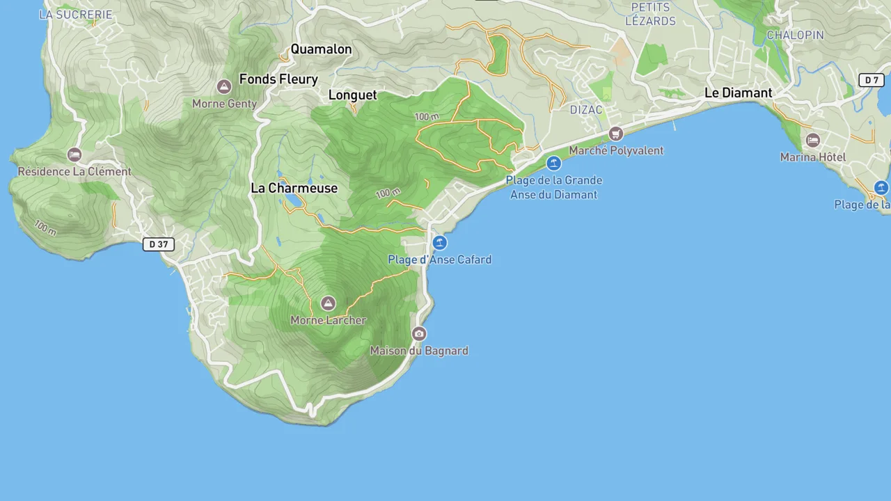 Map showing Anse Cafard