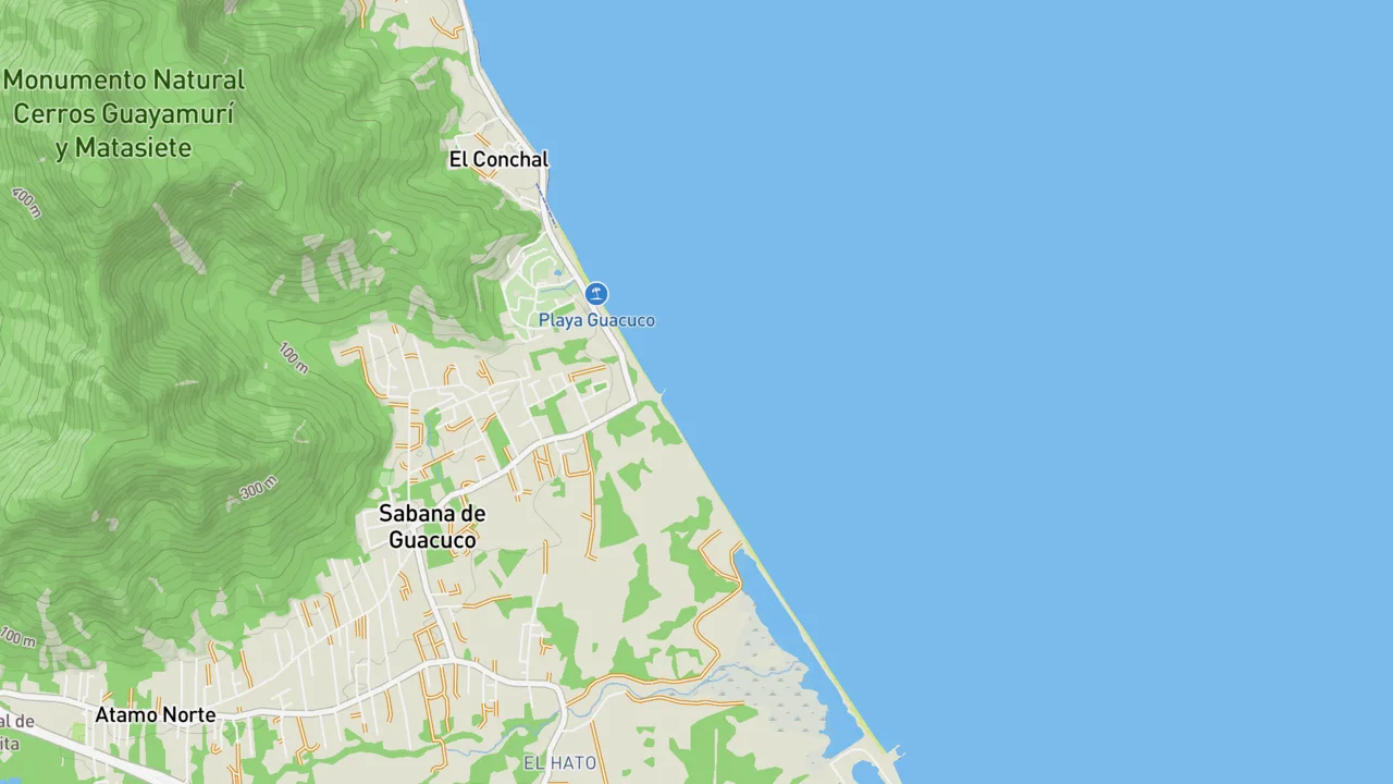 Map showing Guacuco