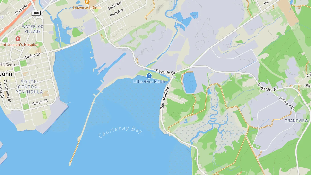 Kaart met Courtenay Bay