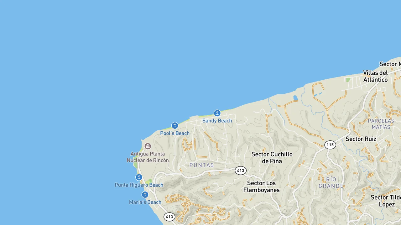 Map showing Sandy Beach - Puerto Rico