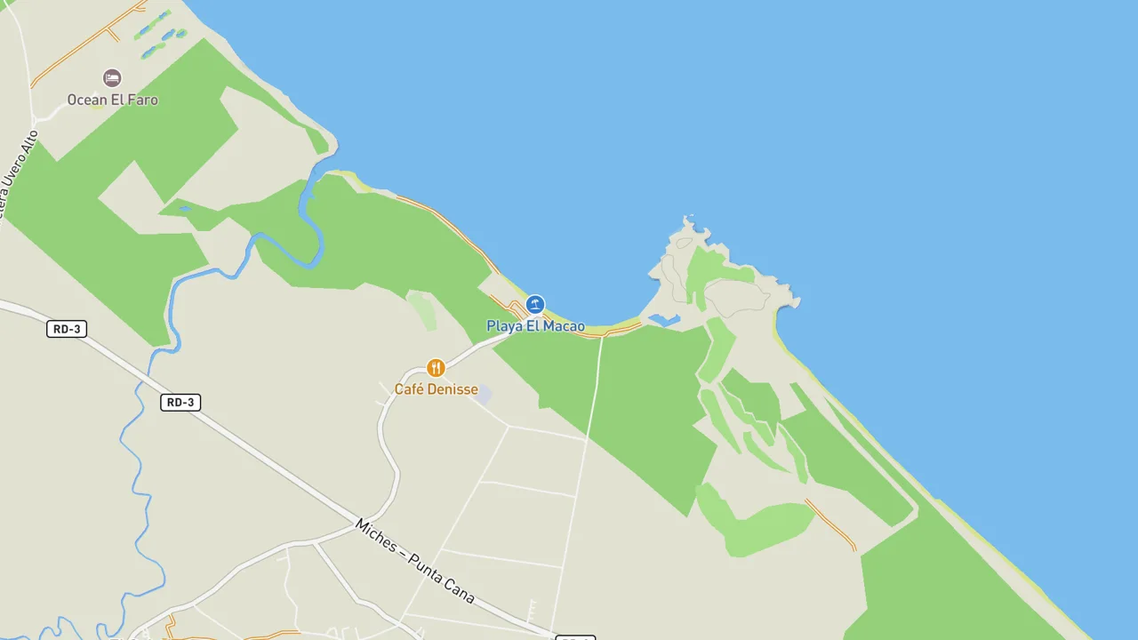 Map showing Playa Macao