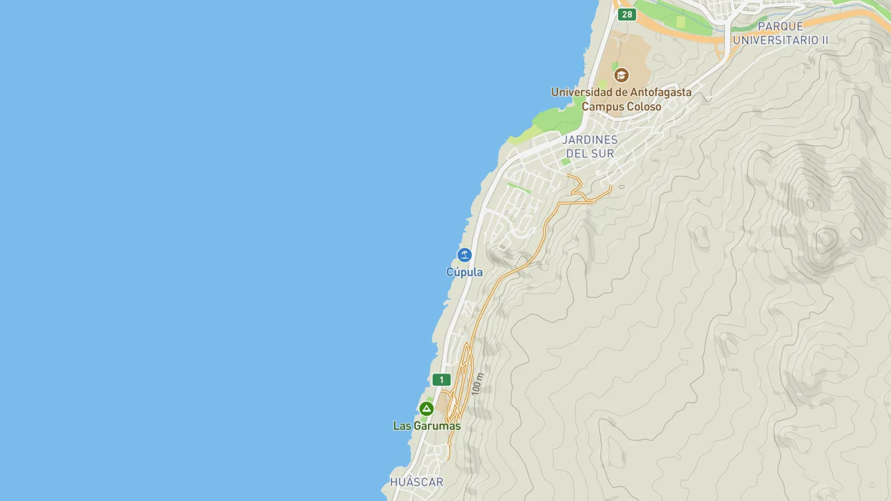 Map showing La Cúpula