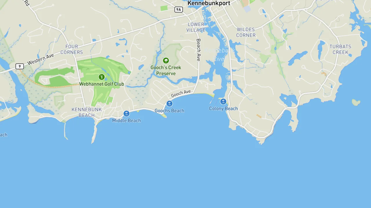 Map showing Kennebunk Beach