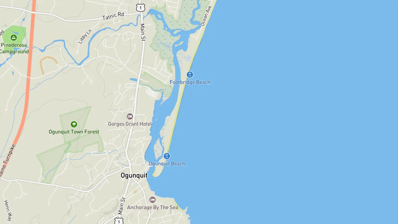 Kaart met Ogunquit Beach