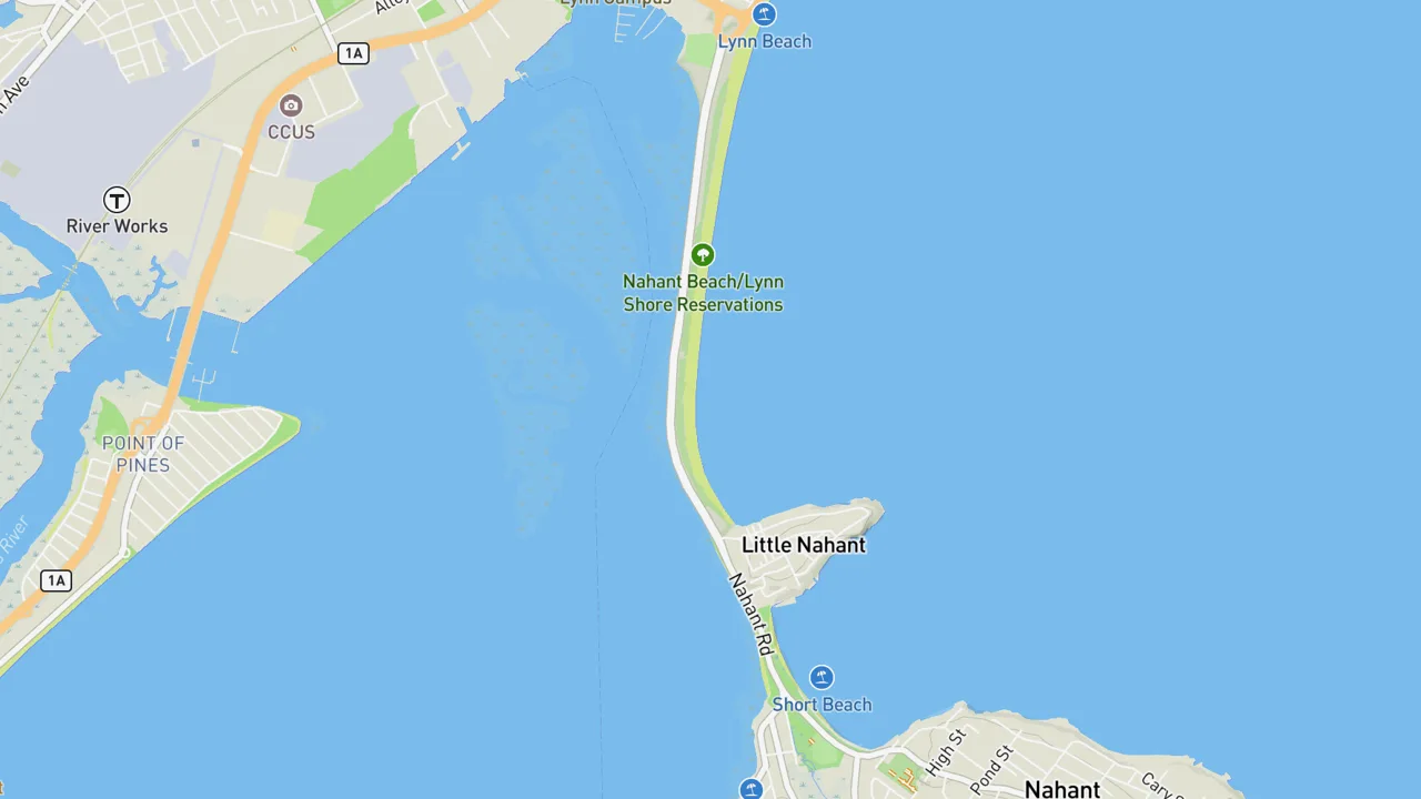 Map showing Nahant Beach