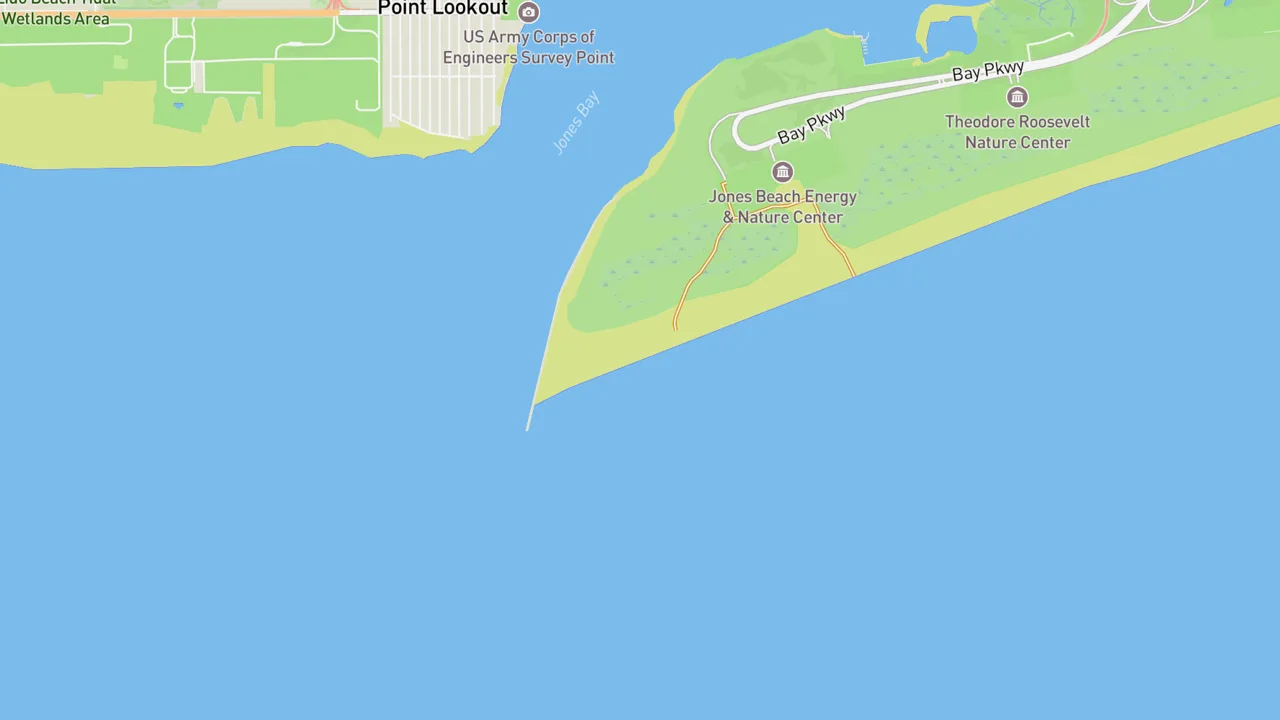 Map showing West End, Jones Beach