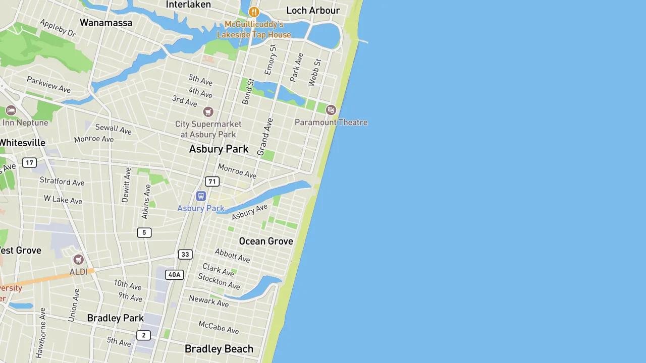 Map showing Asbury Park