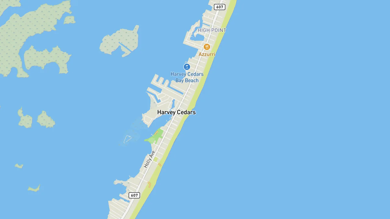 Map showing Harvey Cedars
