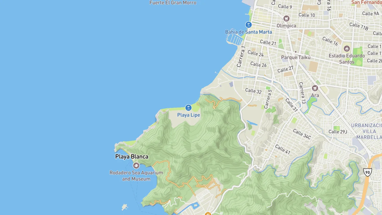 Map showing Playa La Cueva