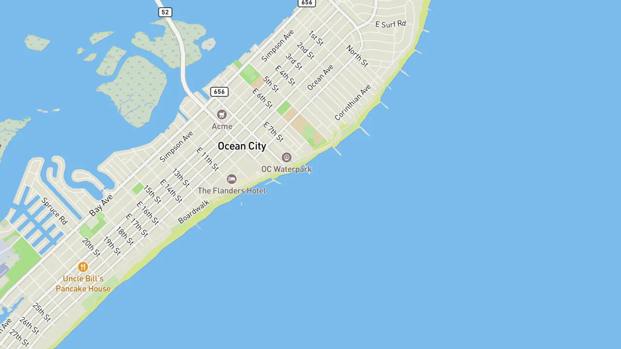 Map showing 8th Street Jetty