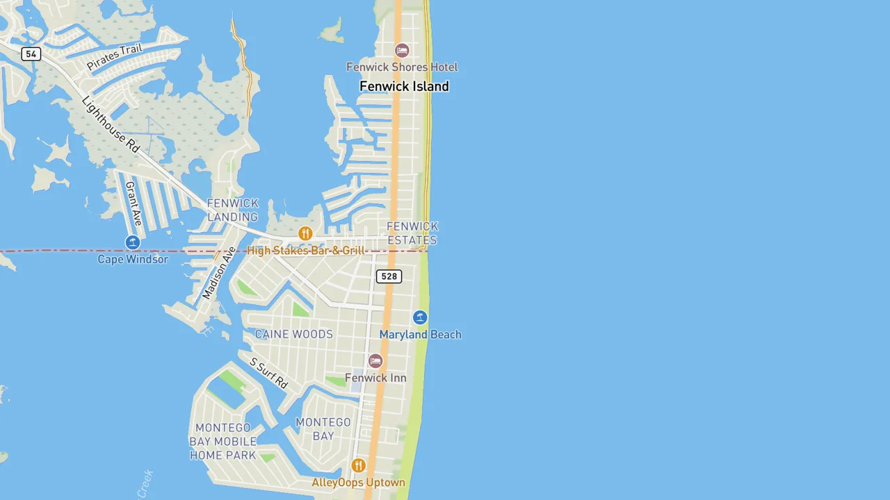Map showing Fenwick