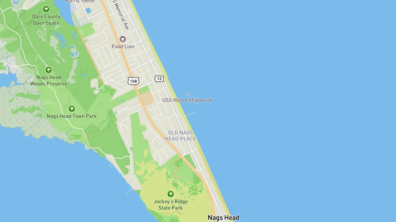 Map showing Nags Head Pier