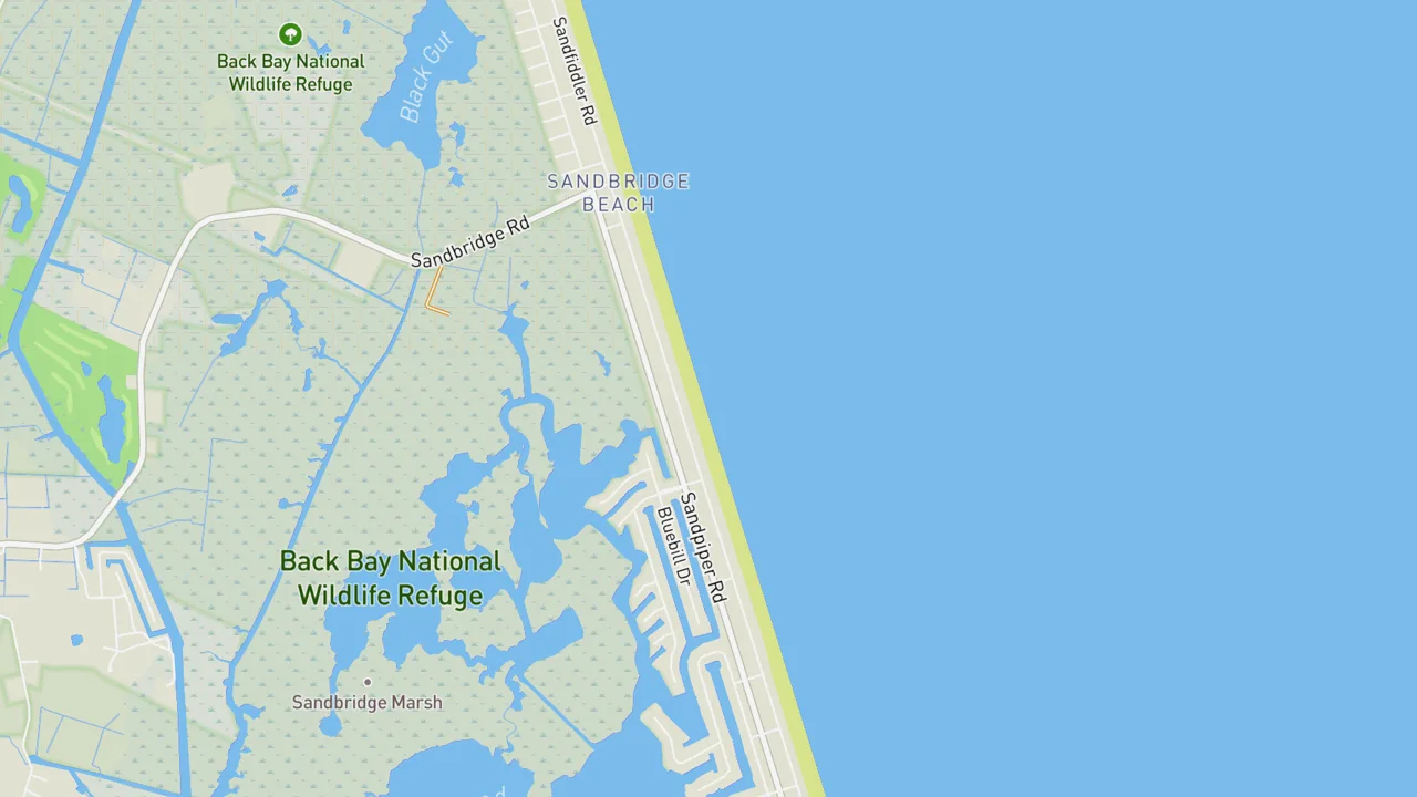Map showing Sandbridge Beach