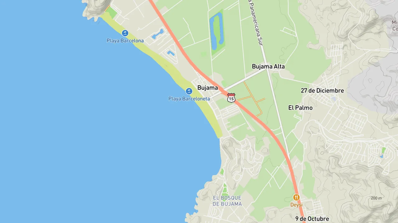 Map showing Playa Bujama Baja