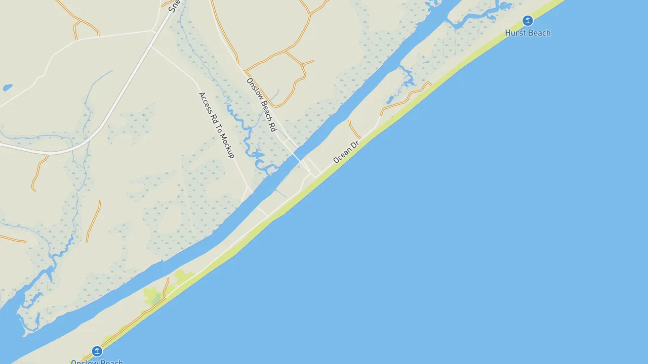 Map showing Onslow Beach