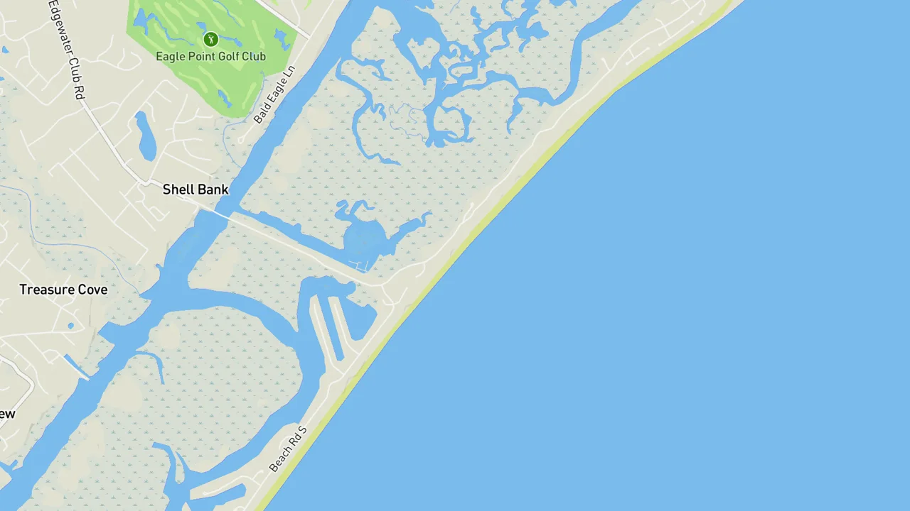 Kaart met Figure Eight and Shell Islands