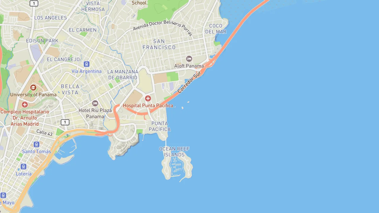 Map showing Boca La Caja