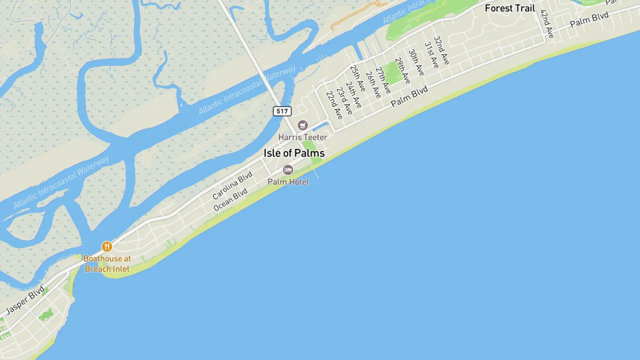 Map showing Isle of Palms Pier