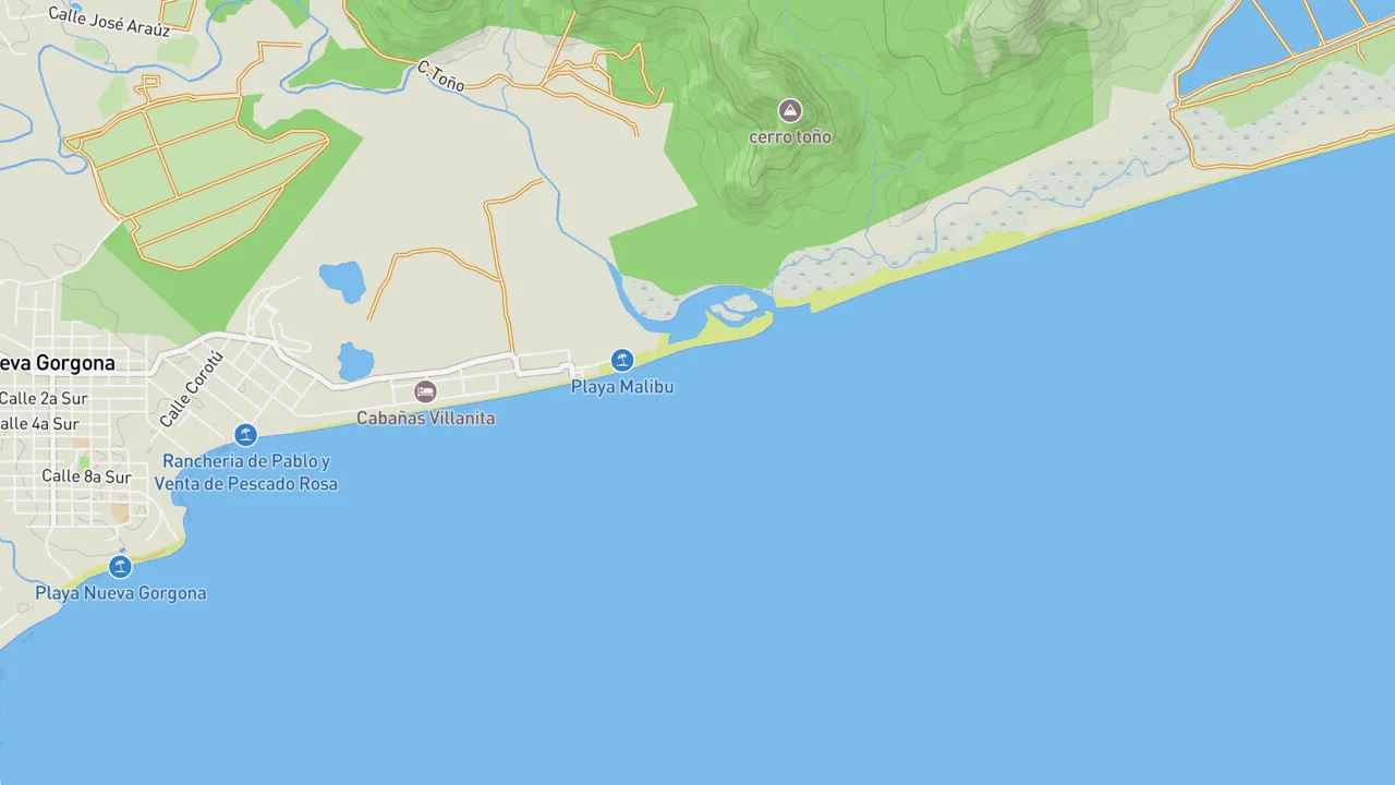 Map showing Playa Malibú