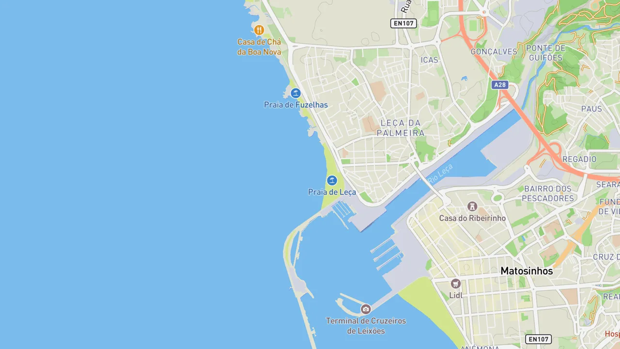Map showing Leça
