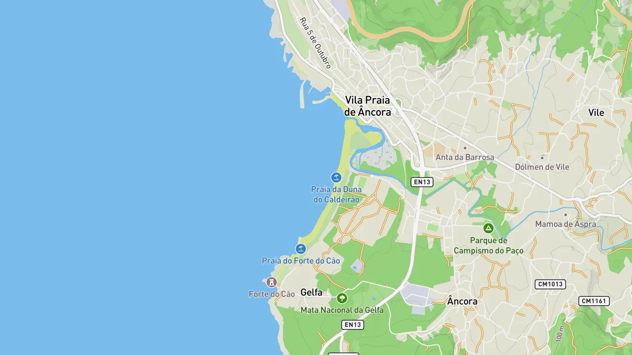 Map showing Vila Praia de Âncora