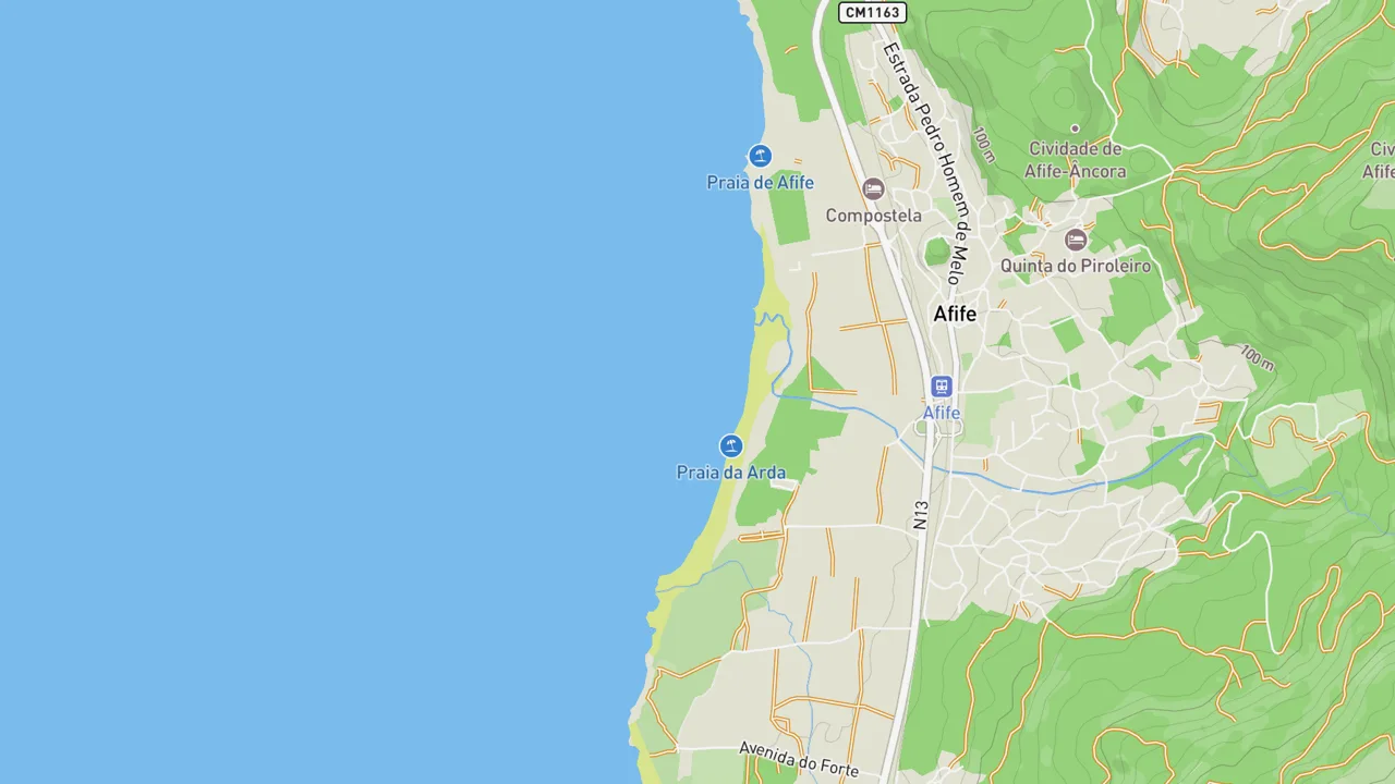 Map showing Afife