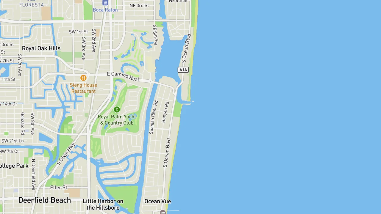 Map showing Boca Raton Inlet