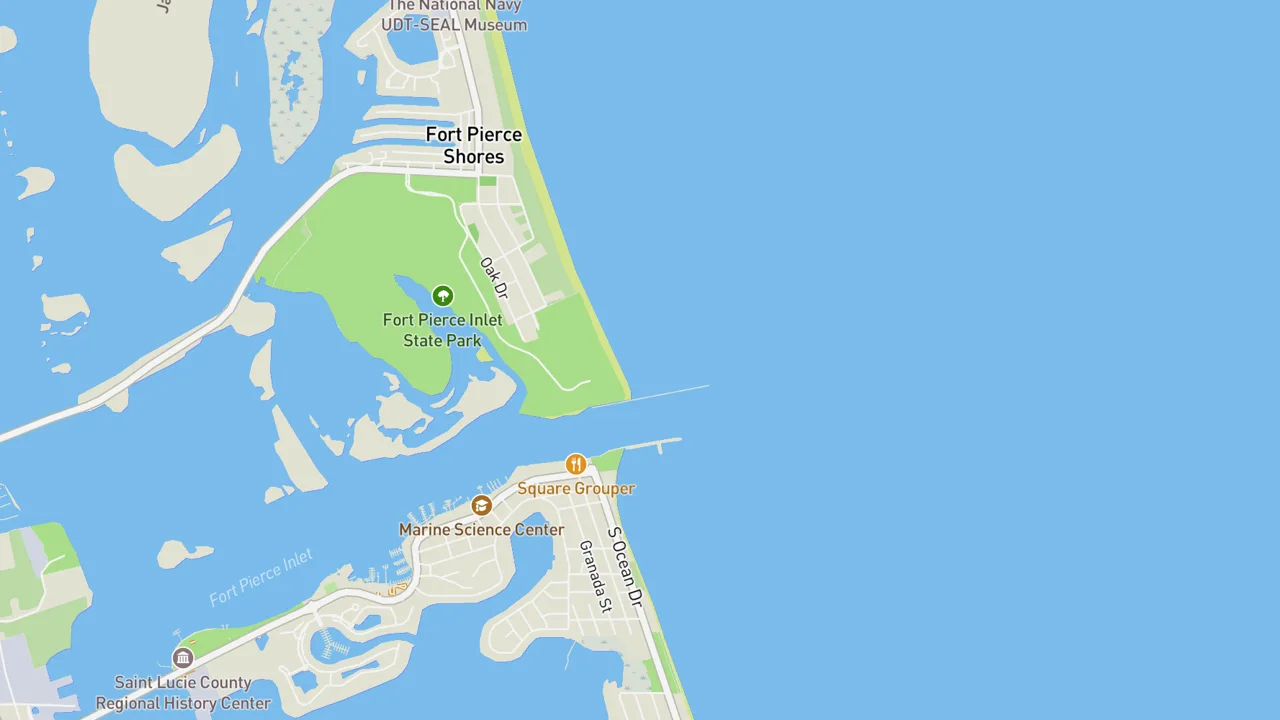 Map showing Fort Pierce North Jetty