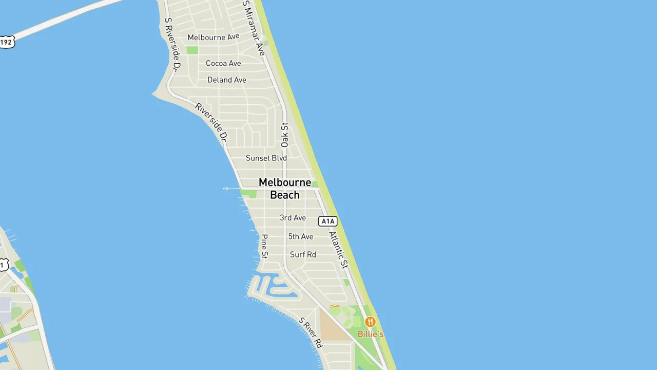 Kaart met Melbourne Beach