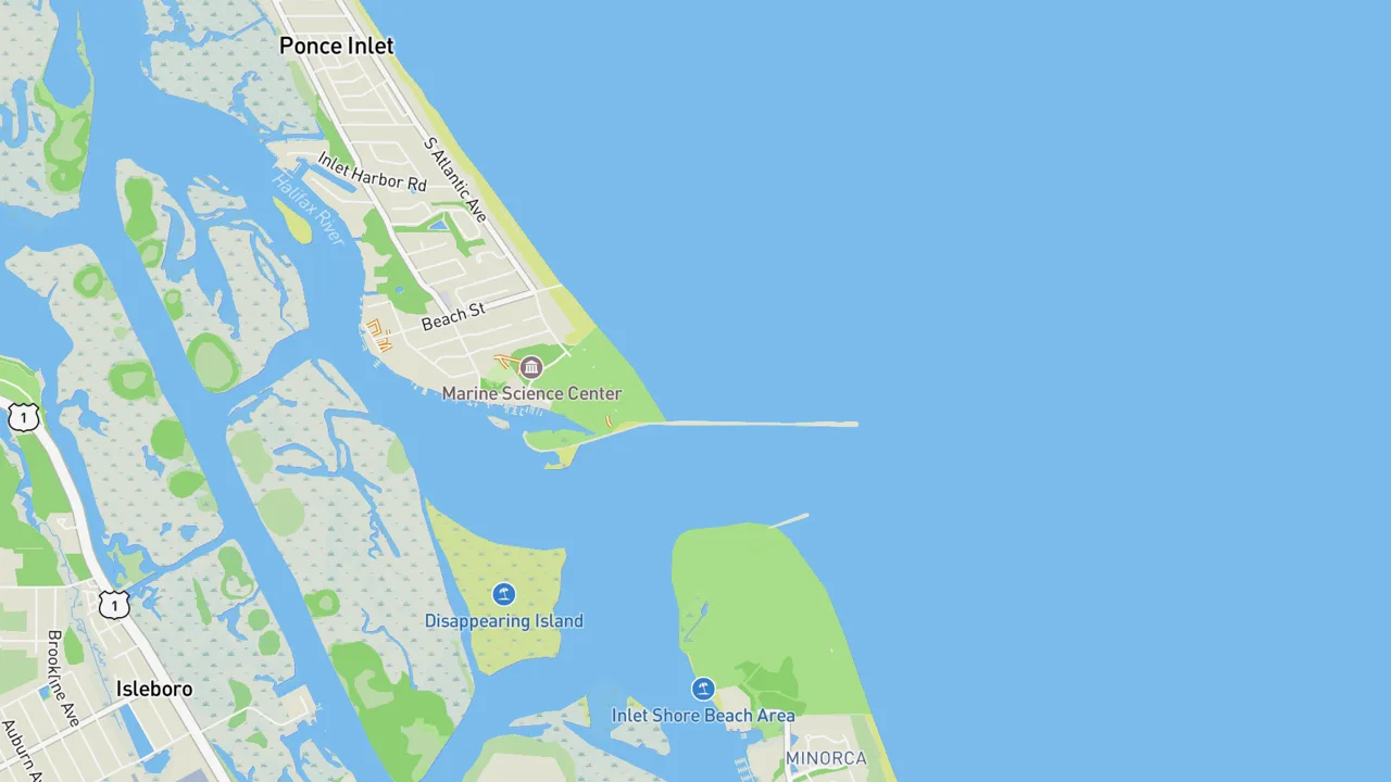 Map showing Ponce Inlet