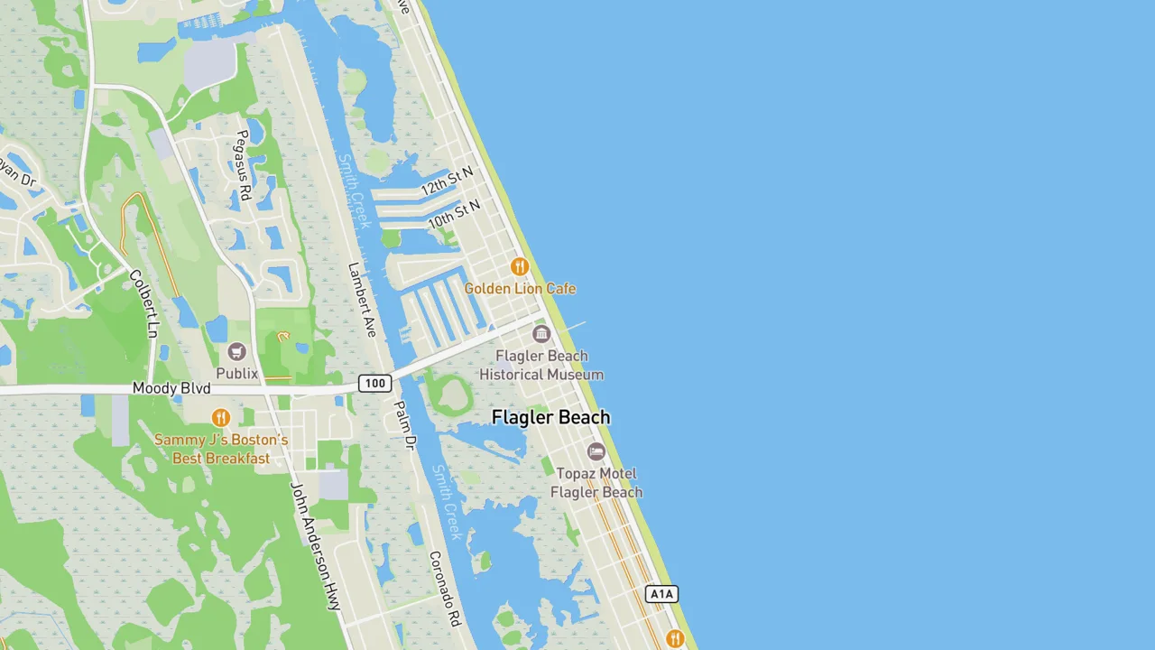 Map showing Flagler Beach Pier