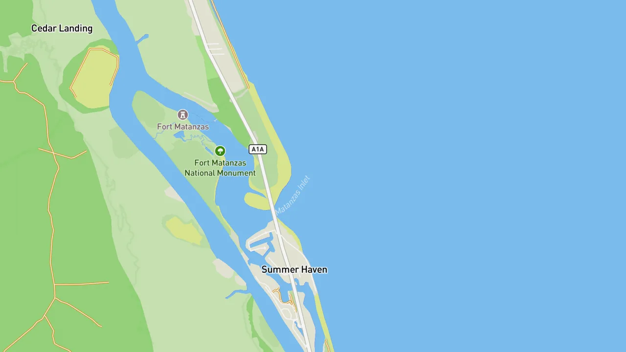 Map showing Matanzas Inlet