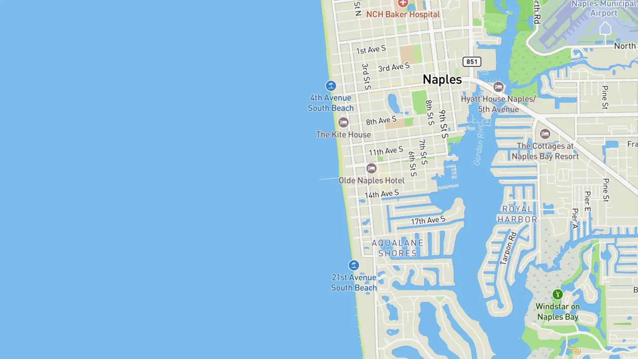 Map showing Naples Pier