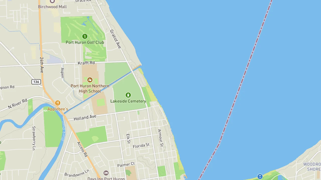 Map showing Lakeside Park