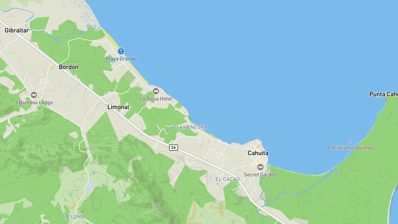 Map showing Cahuita