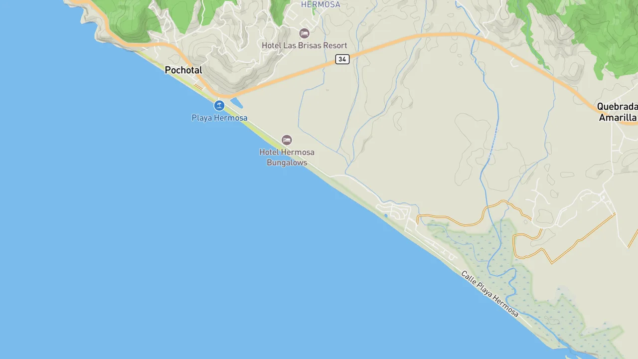 Map showing Playa Hermosa South