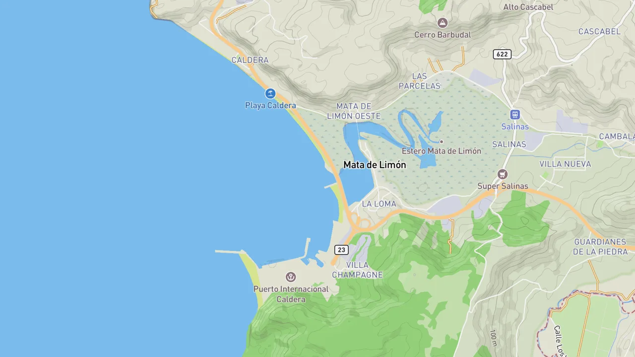 Kaart met Puerto Caldera