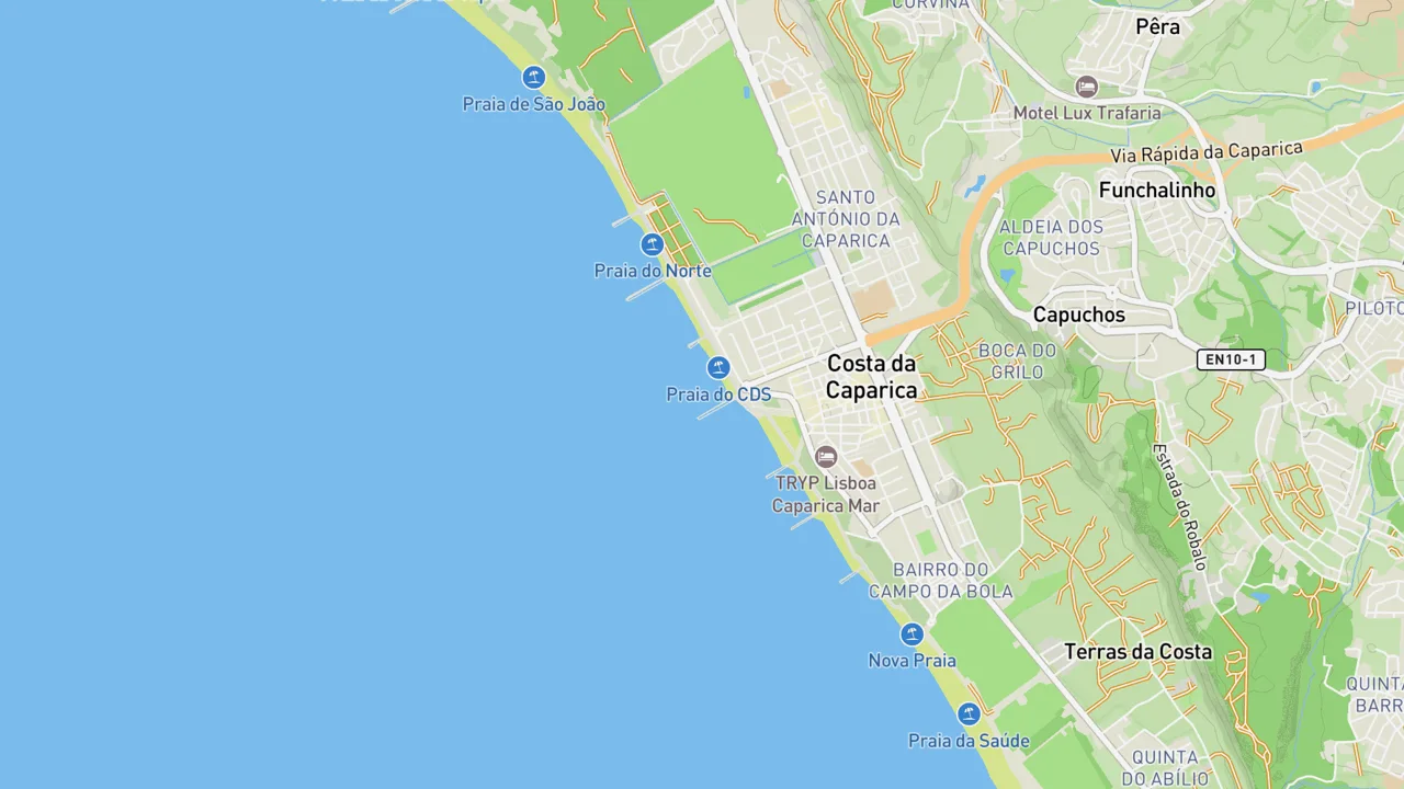 Map showing Costa da Caparica