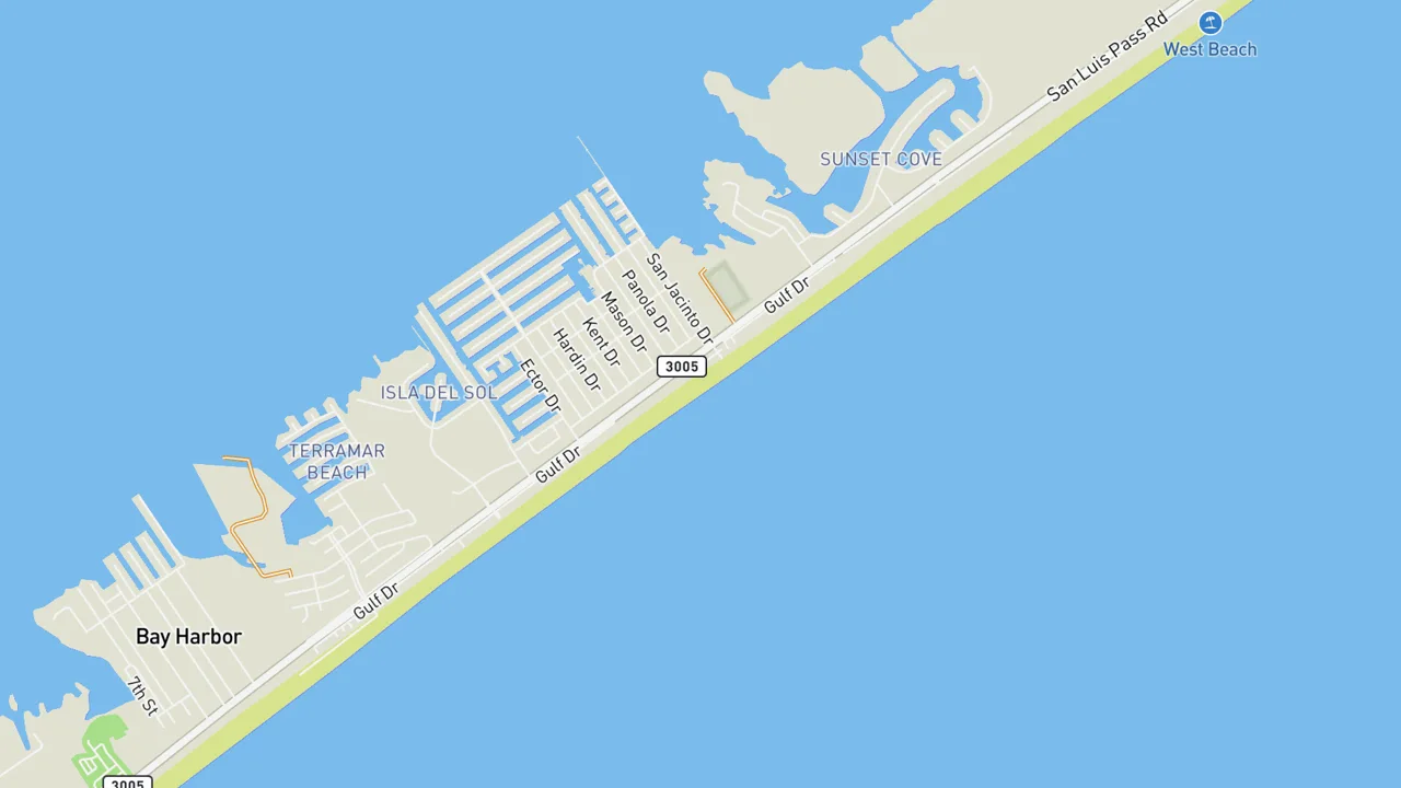 Map showing West Galveston