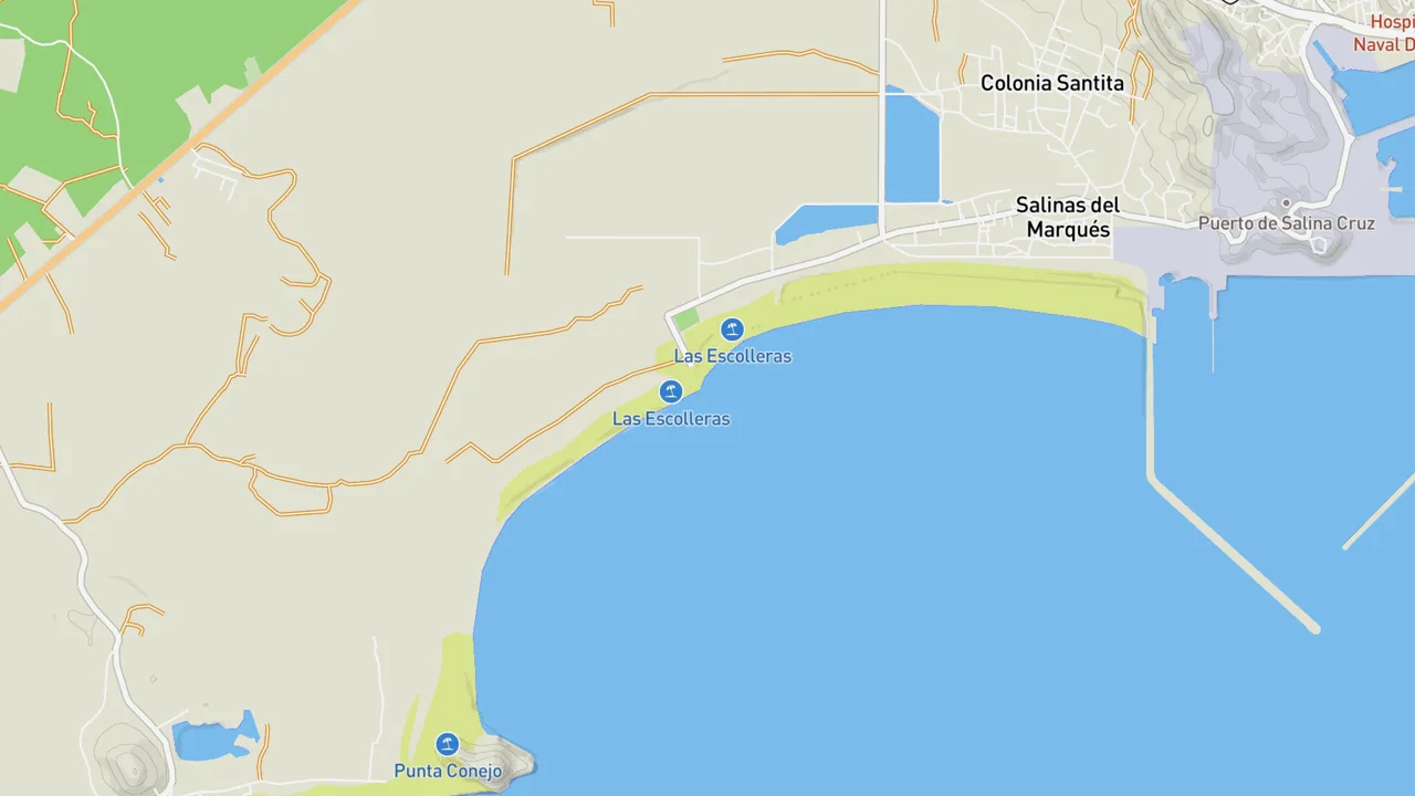Map showing Salinas Cruz Jetty