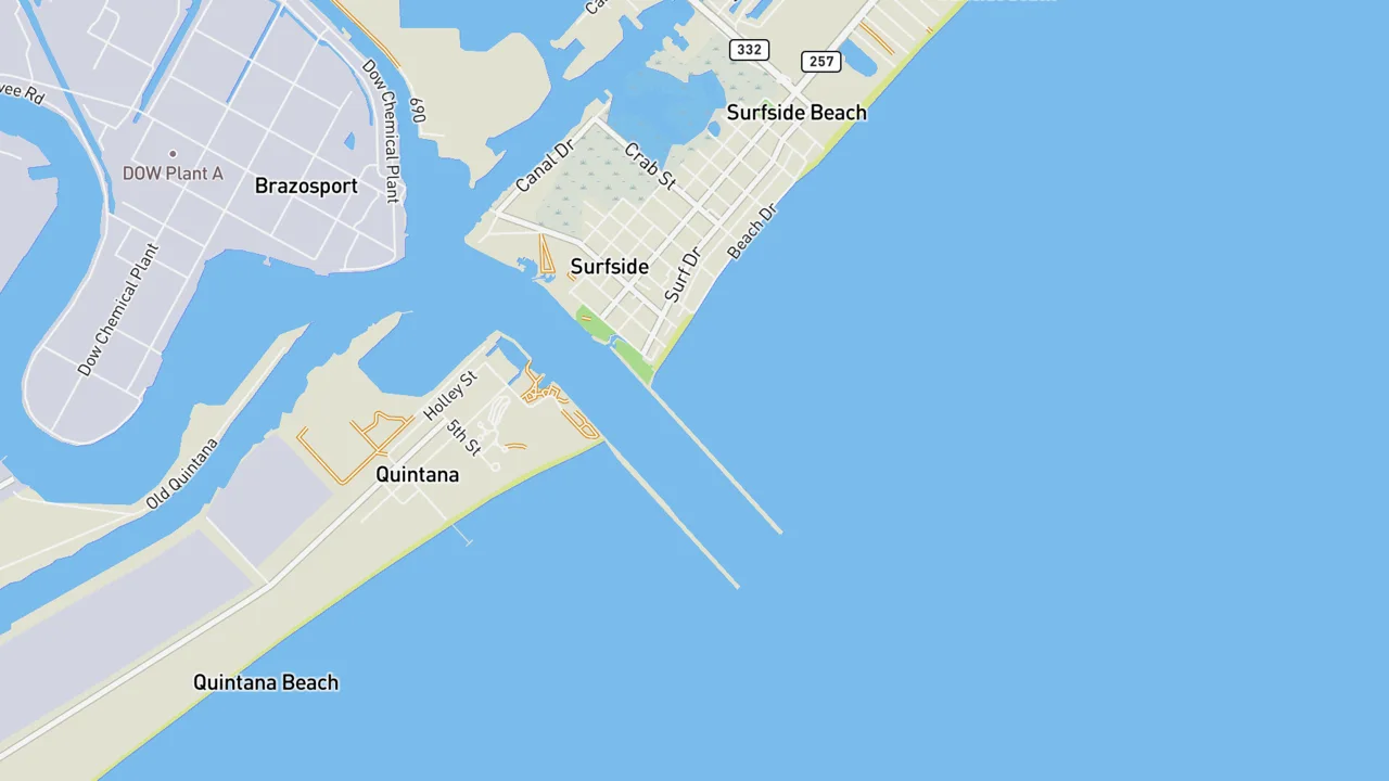 Map showing Surfside Jetty (Texas)