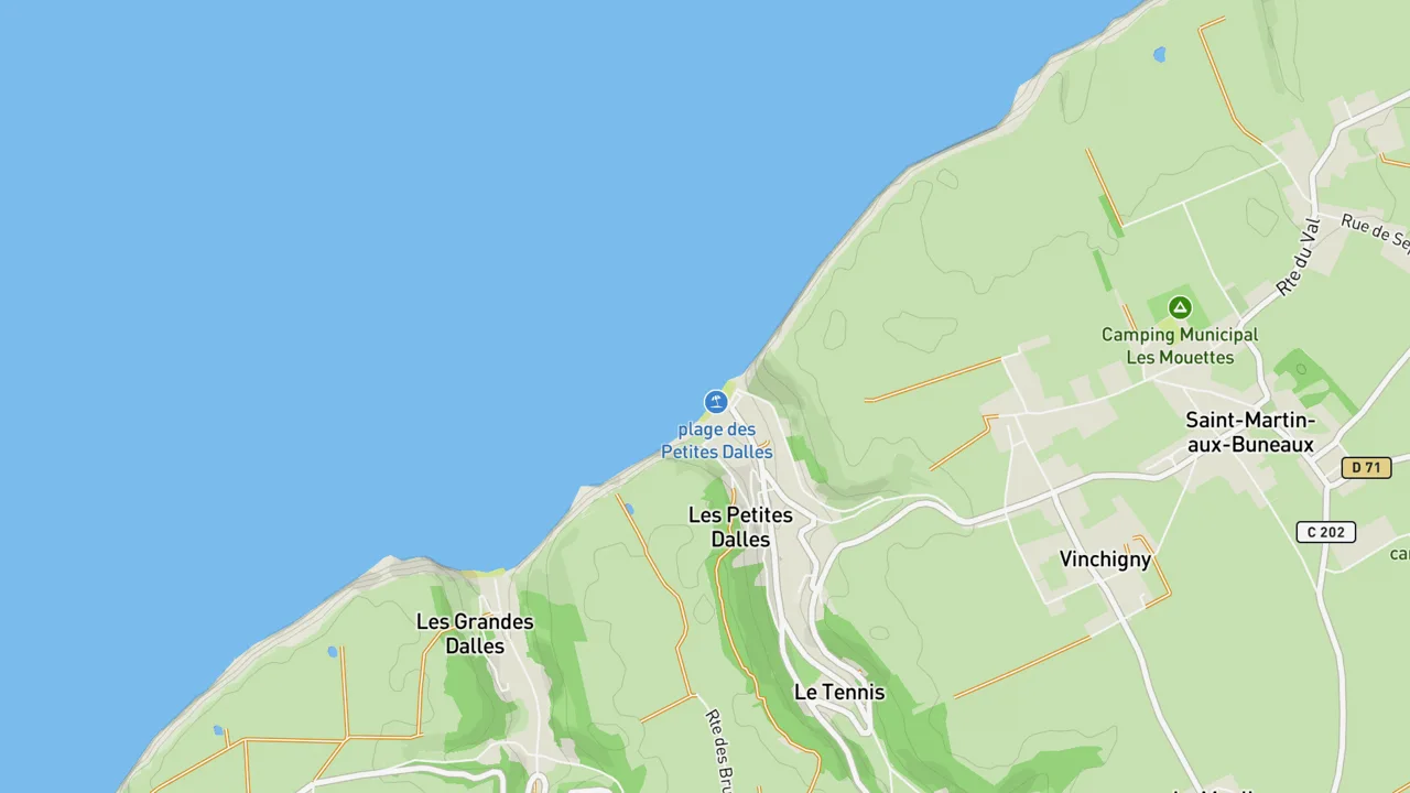 Map showing Petites Dalles