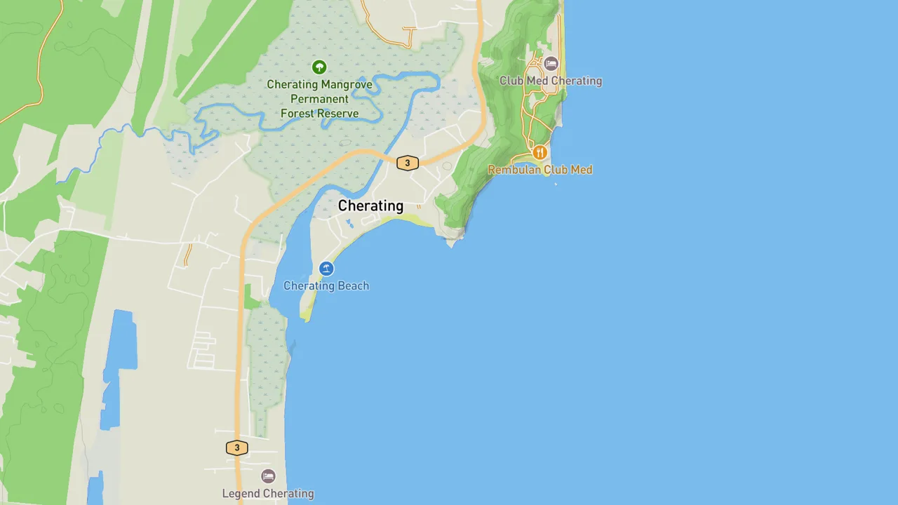 Kaart met Tanjung Cherating