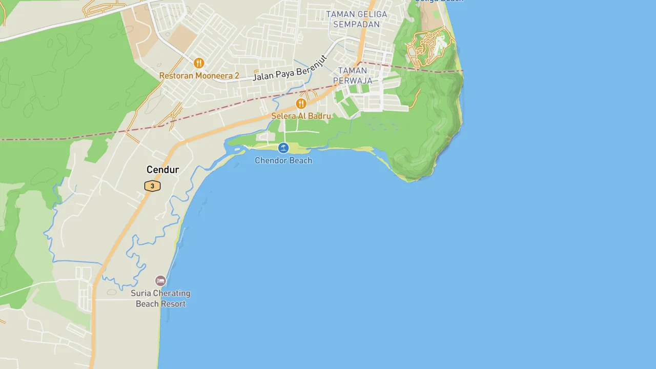 Map showing Chendor Beach