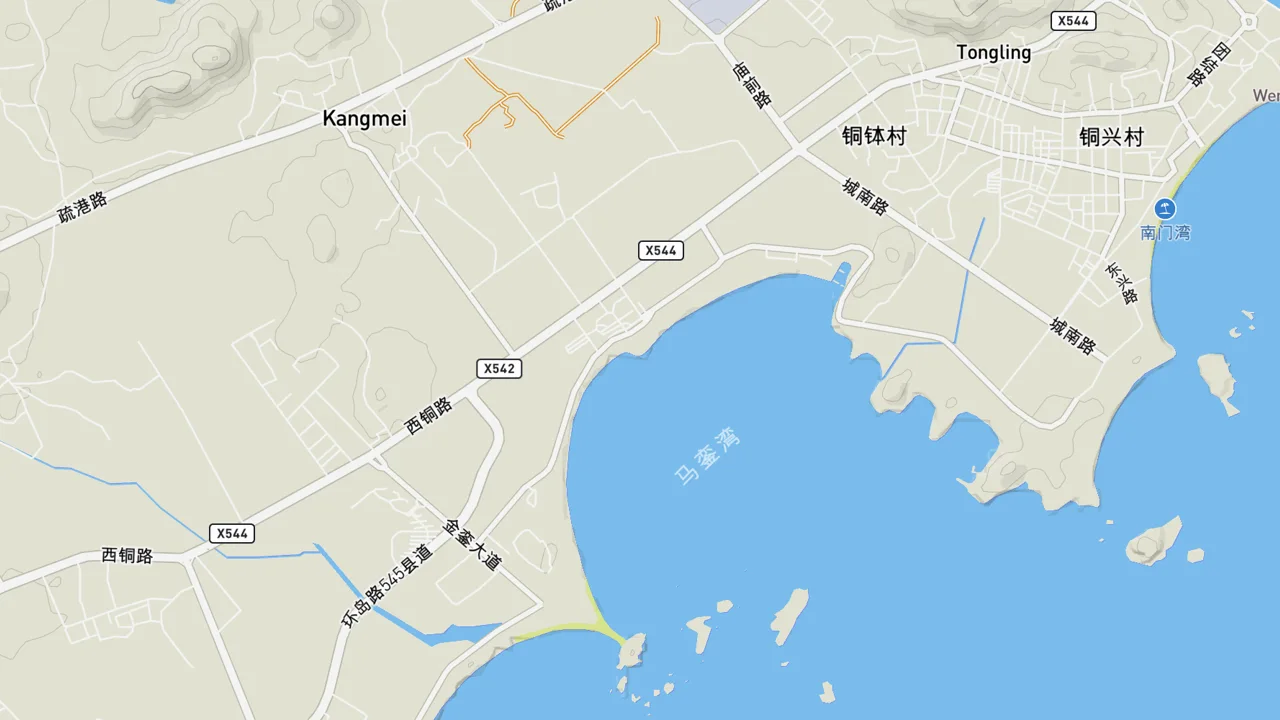 Map showing Maluan Bay, Dongshan Island