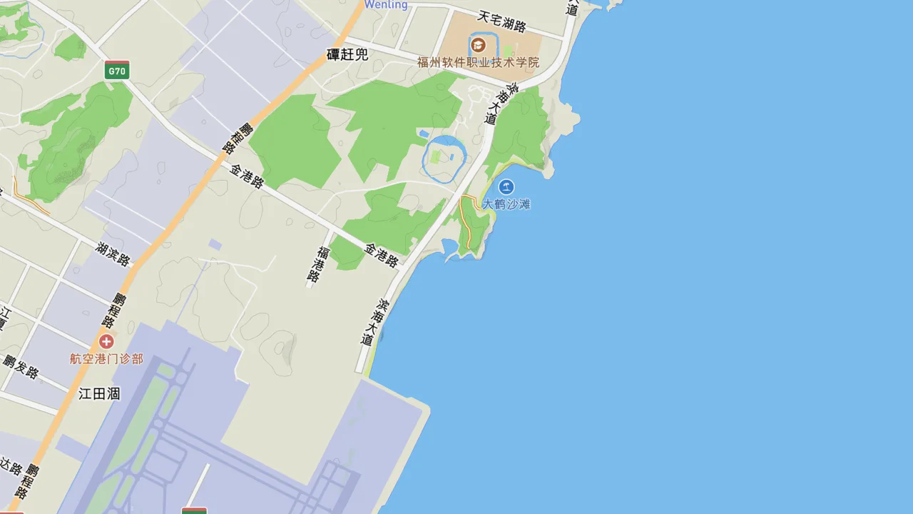 Map showing Airport Lefts, Fuzhou