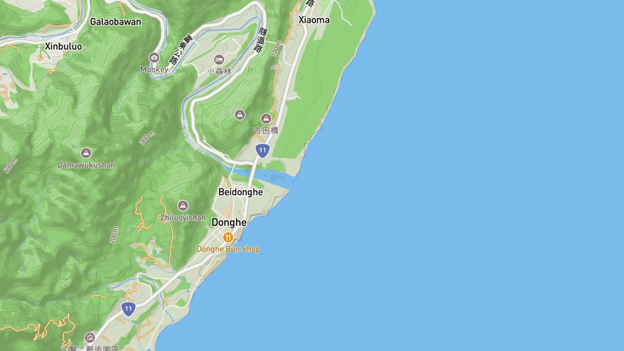 Map showing Donghe Rivermouth