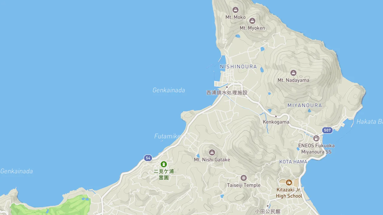 Map showing Nishinoura